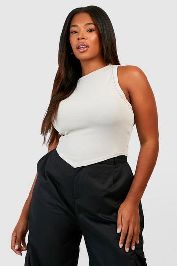 Plus Jersey Dipped Racer Top stone