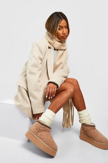 Quilted Ultra Mini Platform Cozy Boots cream