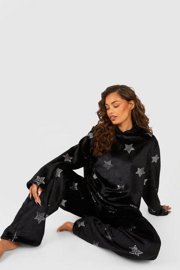 Star Detail Fleece Loungewear Jogger black