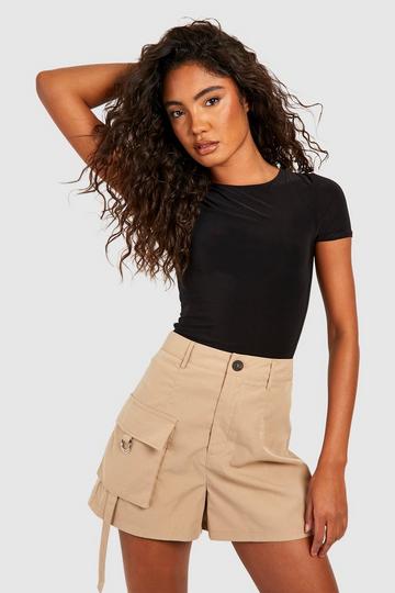 Tall Cargo Buckle Detail Tailored Shorts beige