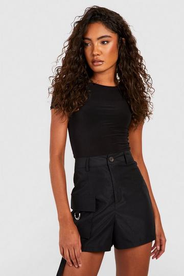 Tall Cargo Buckle Detail Tailored Shorts black