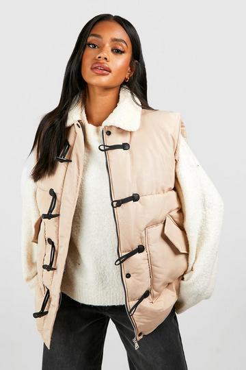 Stone Beige Toggle Detail Gilet