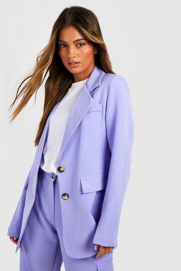 Mock Horn Single Breasted Relaxed Fit Blazer lilac