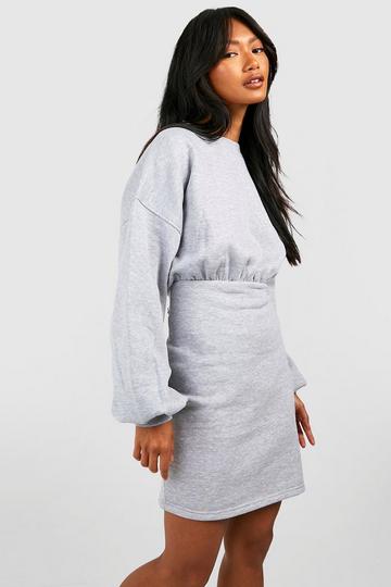 Crew Neck Fitted Sweat Dress grey marl