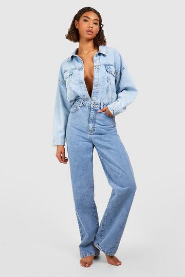 Tall Basics High Waisted Boyfriend Jeans light blue