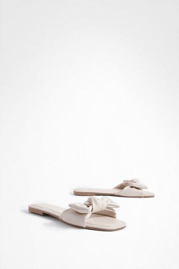 Bow Detail Mule Sandals beige