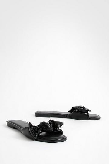 Black Bow Detail Mule Sandals