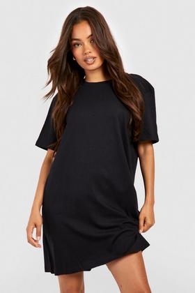 Plus Black Jersey Split Midi T-Shirt Dress