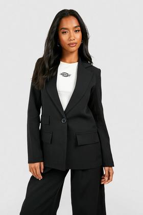 Petite Black Single Breasted Oversized Blazer