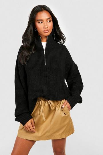 Petite Zip Detail Jumper black