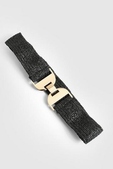 Metal Clasp Elastic Waist Belt black