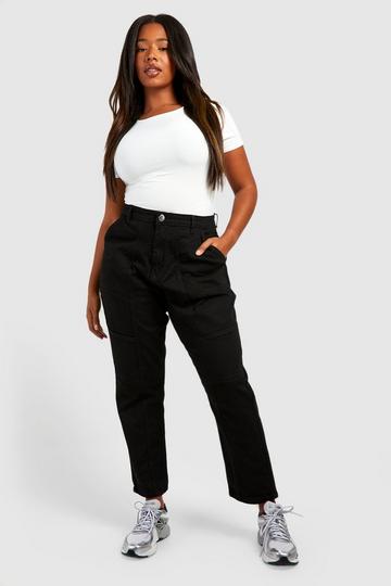 Black Plus Seam Detail Mom Jean