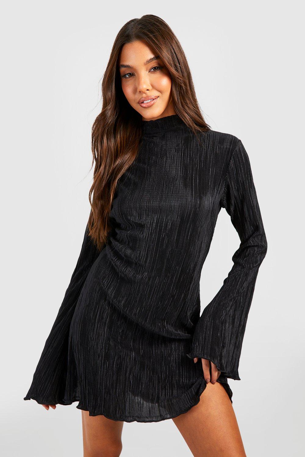 Boohoo black hot sale scallop dress