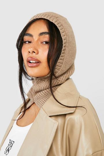 Chunky Ribbed Hooded Snood stone