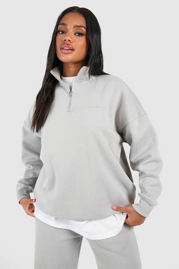 Dsgn Studio Slogan Half Zip Oversized Sweatshirt ice grey