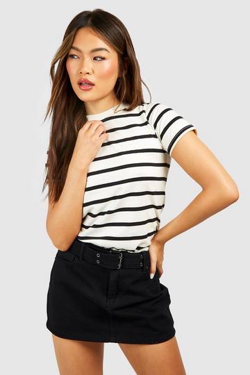 Short Sleeve Stripe T-shirt ecru