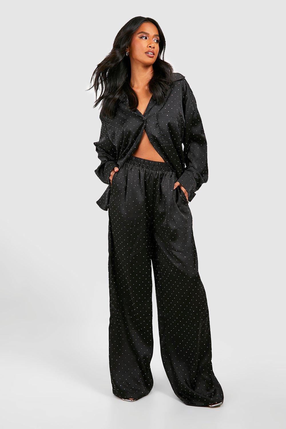 Black satin pants | boohoo US