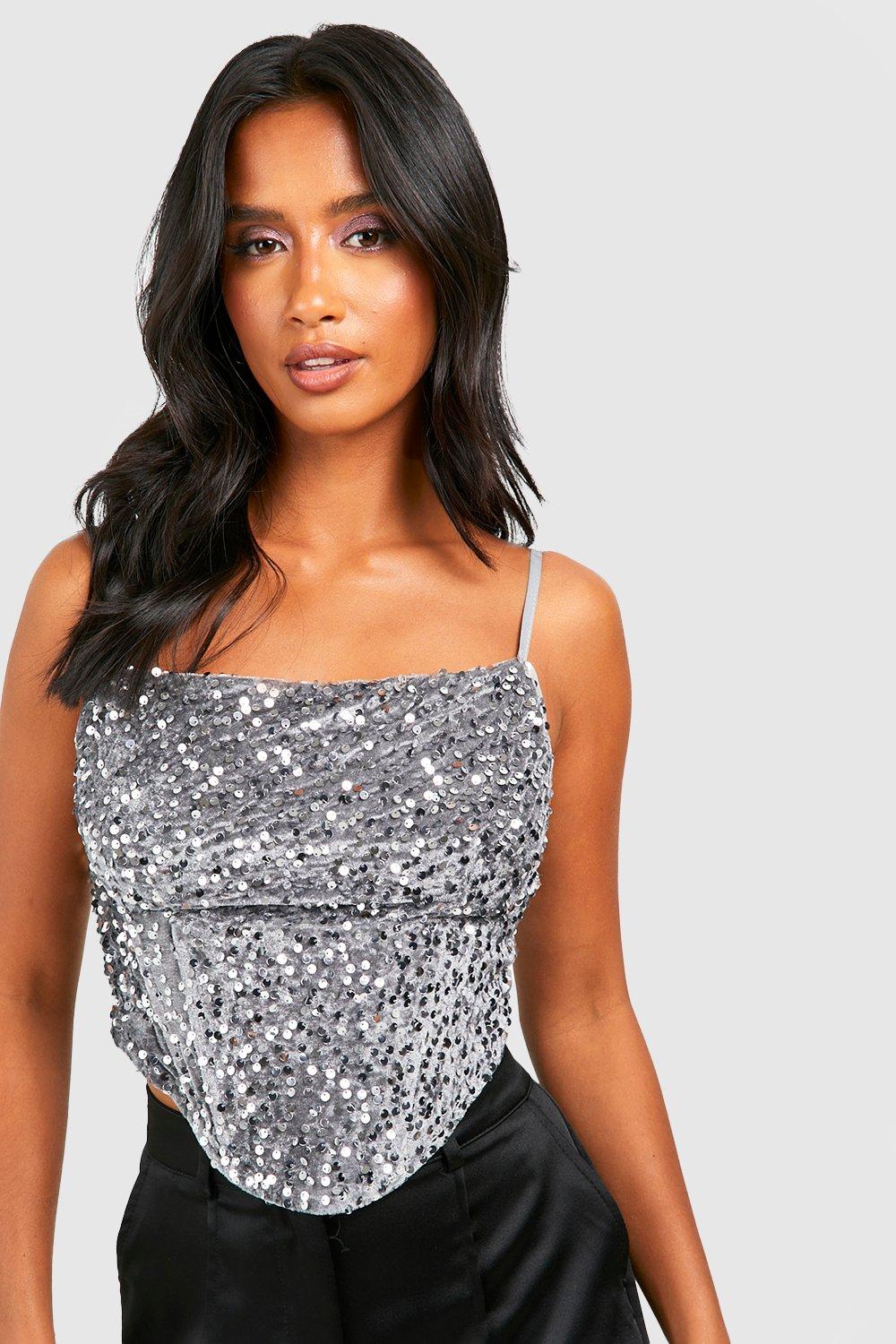 Sparkly silver cheap tops