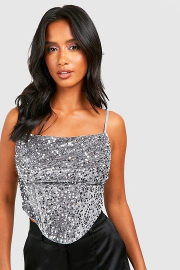 2020 Keyhole Top - Silver Sequin