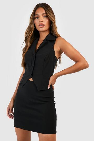 Super Stretch Vest & Micro Mini Skirt black