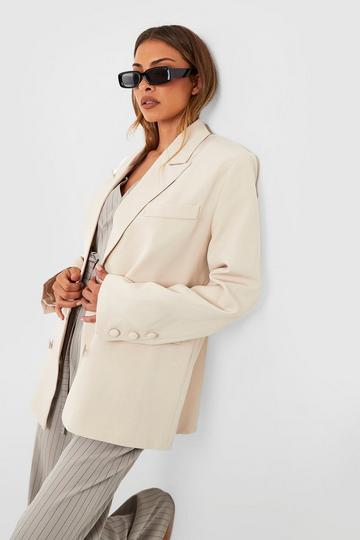 Double Breasted Relaxed Fit Tailored Blazer ecru