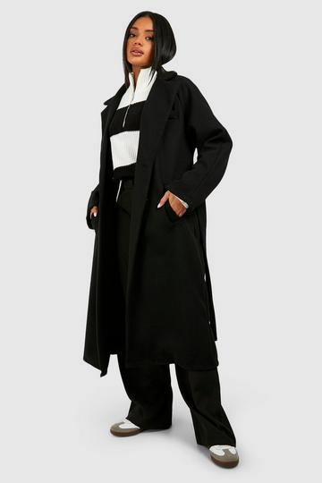Oversized Wool Look Belted Coat black