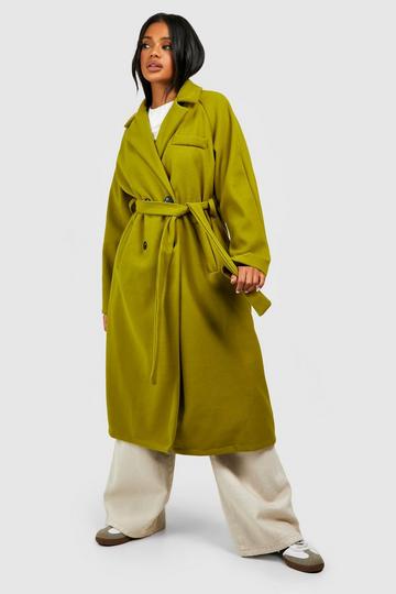 Oversized Wool Look Belted Coat olive