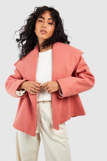 Pink Shawl Collar Wool Look Jacket