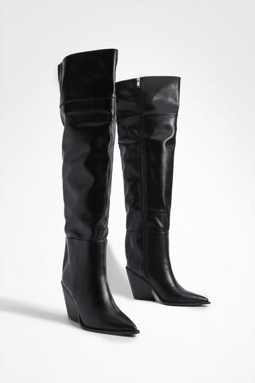 Over The Knee Cowboy Boots black