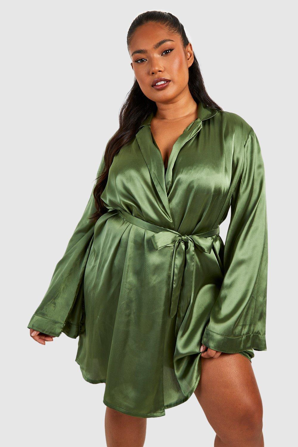 Green hotsell satin robe