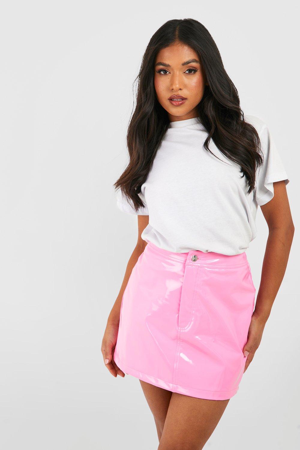 Pink vinyl pleated outlet skirt