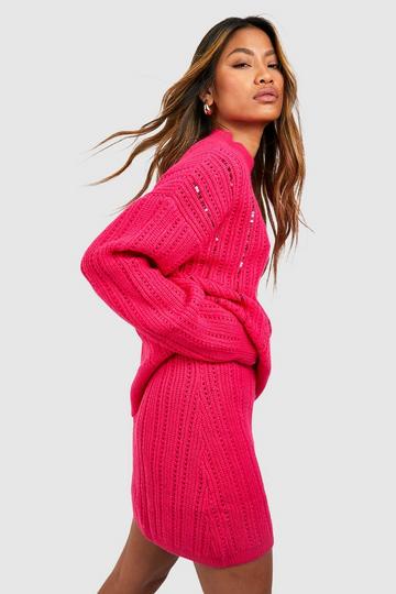 Knitted Mini Skirt hot pink
