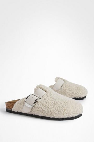 Oversized Buckle Borg Clogs natural