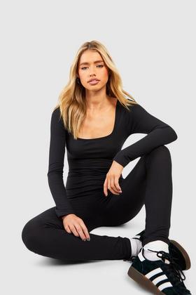 Contour Rib Panel Detail Scoop Neck Unitard