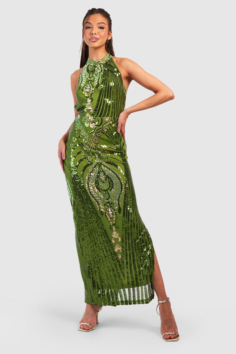 Boohoo robe online verte