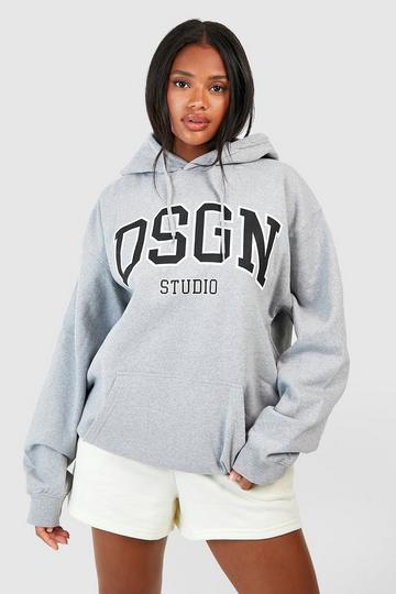 Grey Dsgn Studio Collegiate Slogan Print Oversized Hoodie