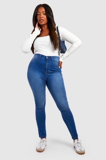 Plus High Waisted True Blue Jeggings blue