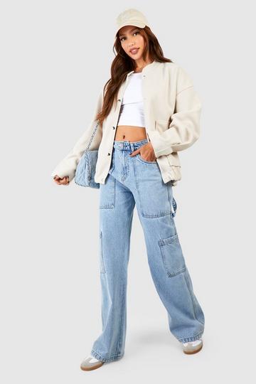 Tall Cargo Pocket Straight Leg Jeans wash blue