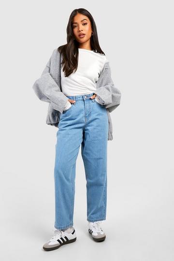 Petite Mid Blue High Rise Mom Jeans 26 mid blue