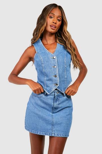 Gilet sans manches long en jean mid blue