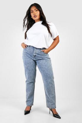 Plus Acid Wash High Waist Mom Jean