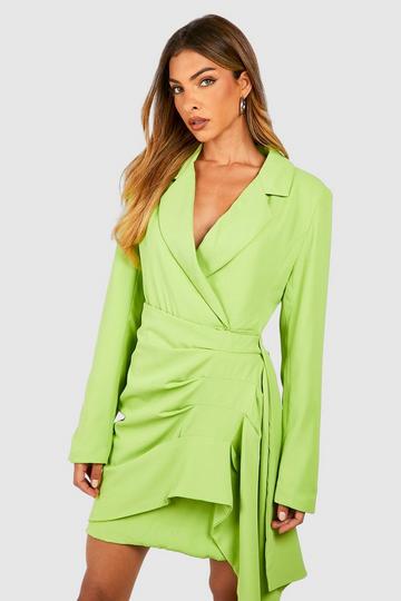 Lime Green Wrap Detail Blazer Dress