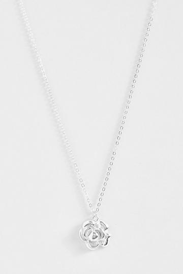 Silver Silver Rose Necklace