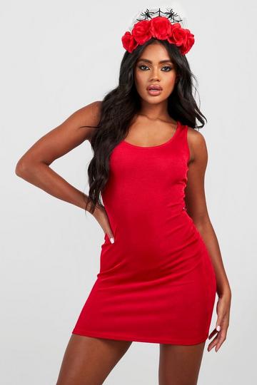 Slinky Scoop Neck Mini Dress red