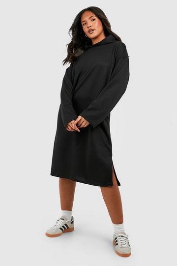 Plus Oversized Longline Split Detail Sweater Dress black