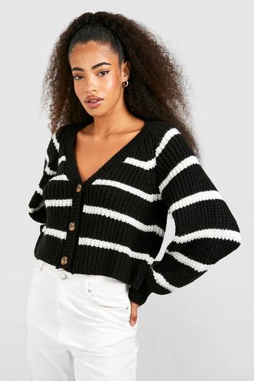 Black Stripe Boyfriend Cardigan