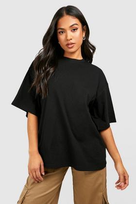 Boohoo Petite California Oversized Washed T Shirt in Black