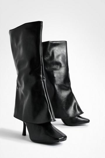 Wide Width Square Toe Foldover Boots black