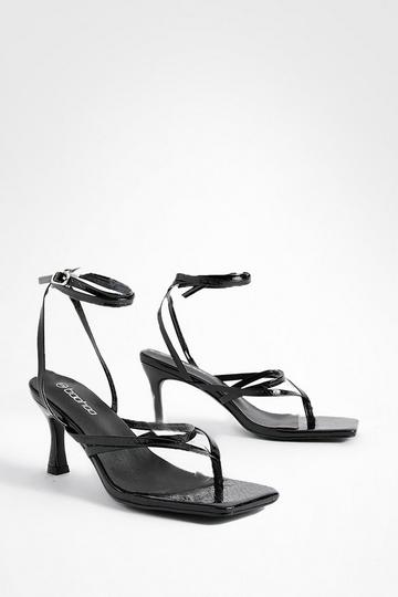 Black Snake Toe Post Low Wrap Up Sandals