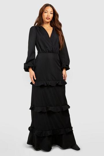 Black Tall Ruffle Maxi Dress